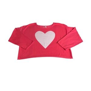 SO Pink Heart Cropped Long Sleeve Top Womens Size XL